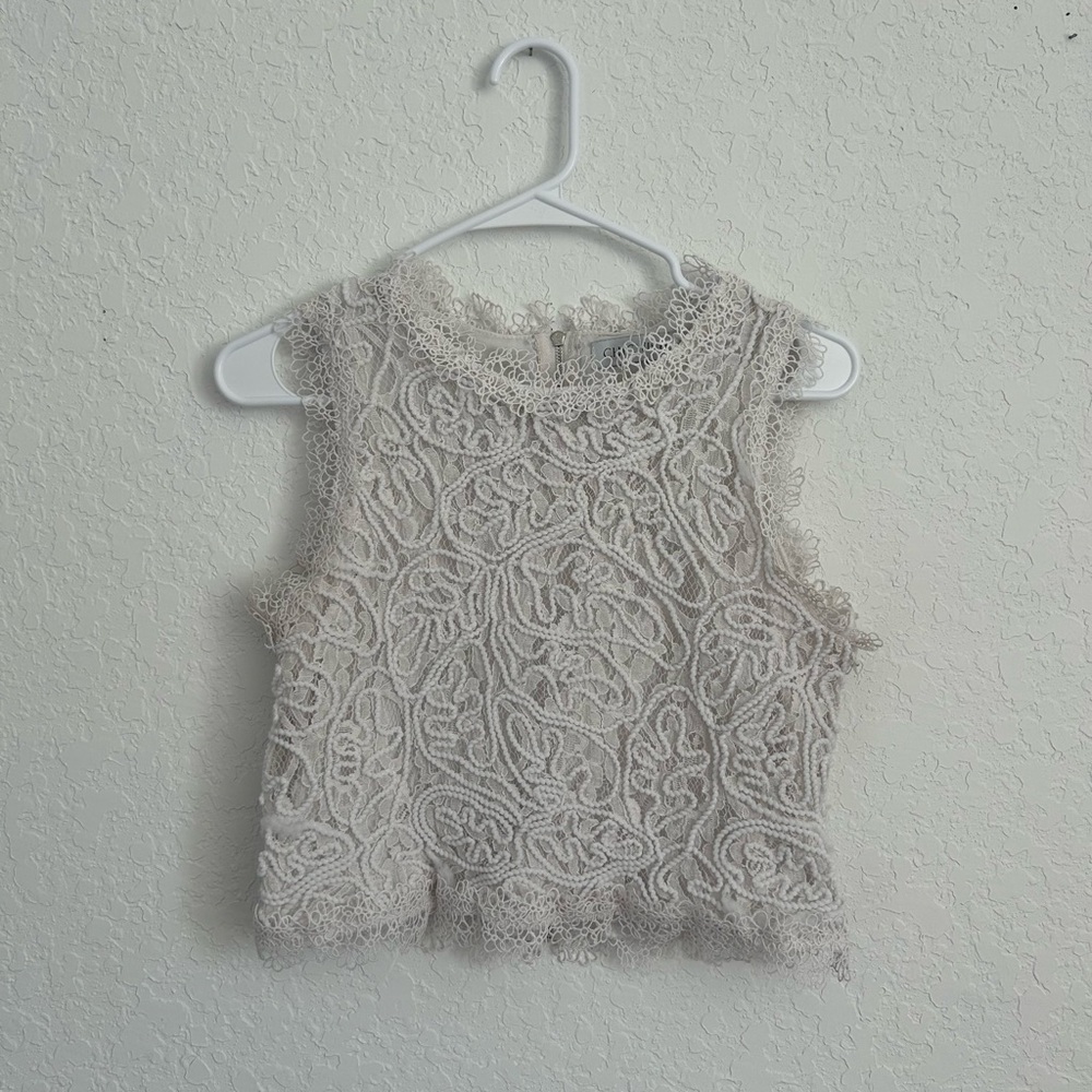 3/$15 Chicwish Cream Embellished Crop Tank Top